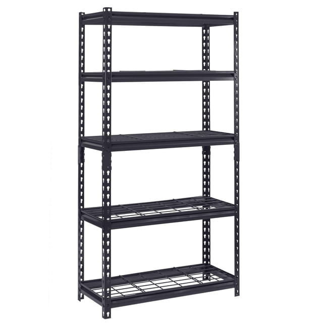 Muscle Rack 30"W x 12"D x 60"H 5-Tier Steel Shelving; Black.