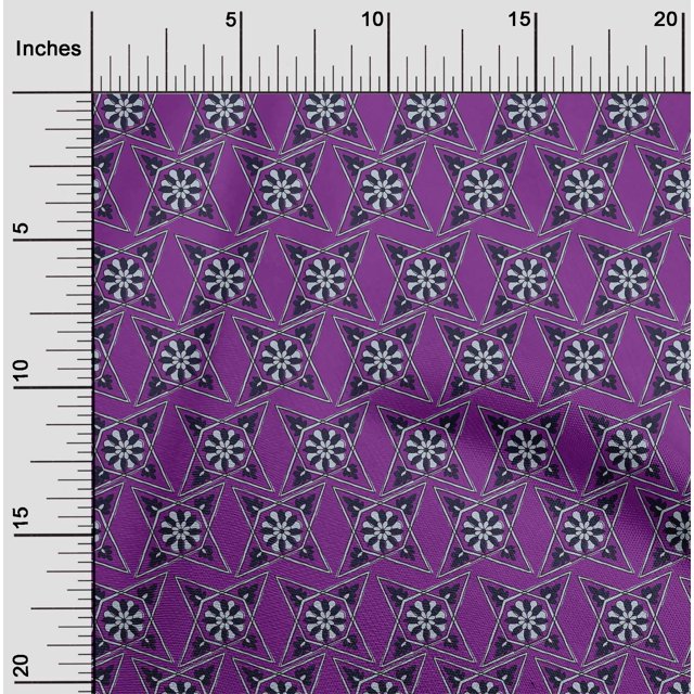oneOone Cotton Cambric Fabric Floral Block Decor Fabric Printed BTY 56 Inch Wide