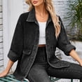 thumbnail image 4 of LOVZFMLL Vestes pour Femmes Mode Couleur Col à Revers Style Amincissant Manche Veste en Denim, 4 of 7