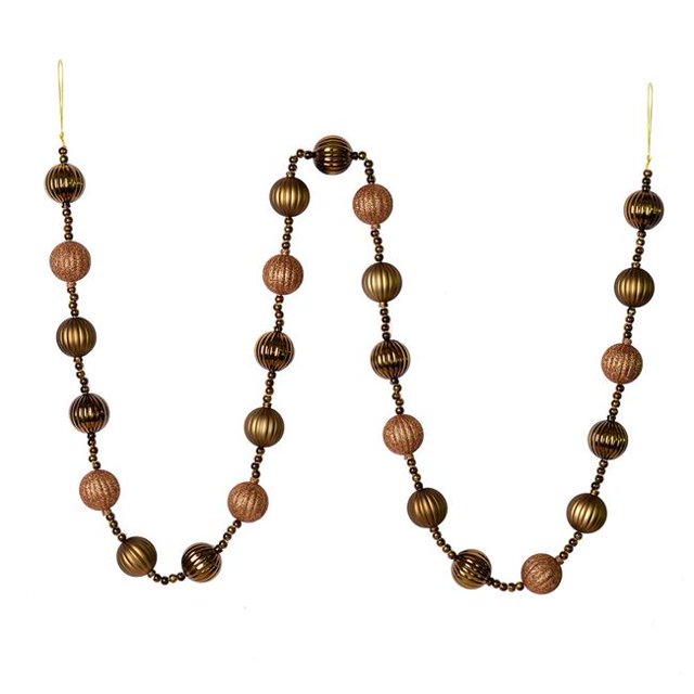 Vickerman M183576 6 ft. Mocha Stripe Ball Garland