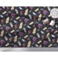 thumbnail image 3 of Soimoi Black Modal Satin Fabric Feather & Floral Print Sewing Fabric Yard 42 Inch Wide, 3 of 5