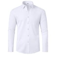 thumbnail image 4 of RXIRUCGD Chemises à Col Rabattu en Tissu Élastique Uni pour Hommes, Blanc, Taille : L, 4 of 4