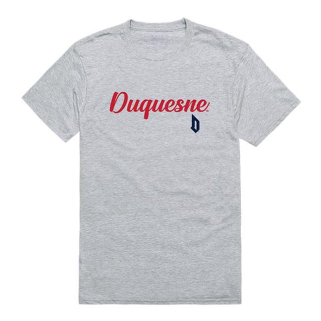W Republic 554-293-HGY-02 Men Duquesne Dukes Script T-Shirt, Heather Grey - Medium