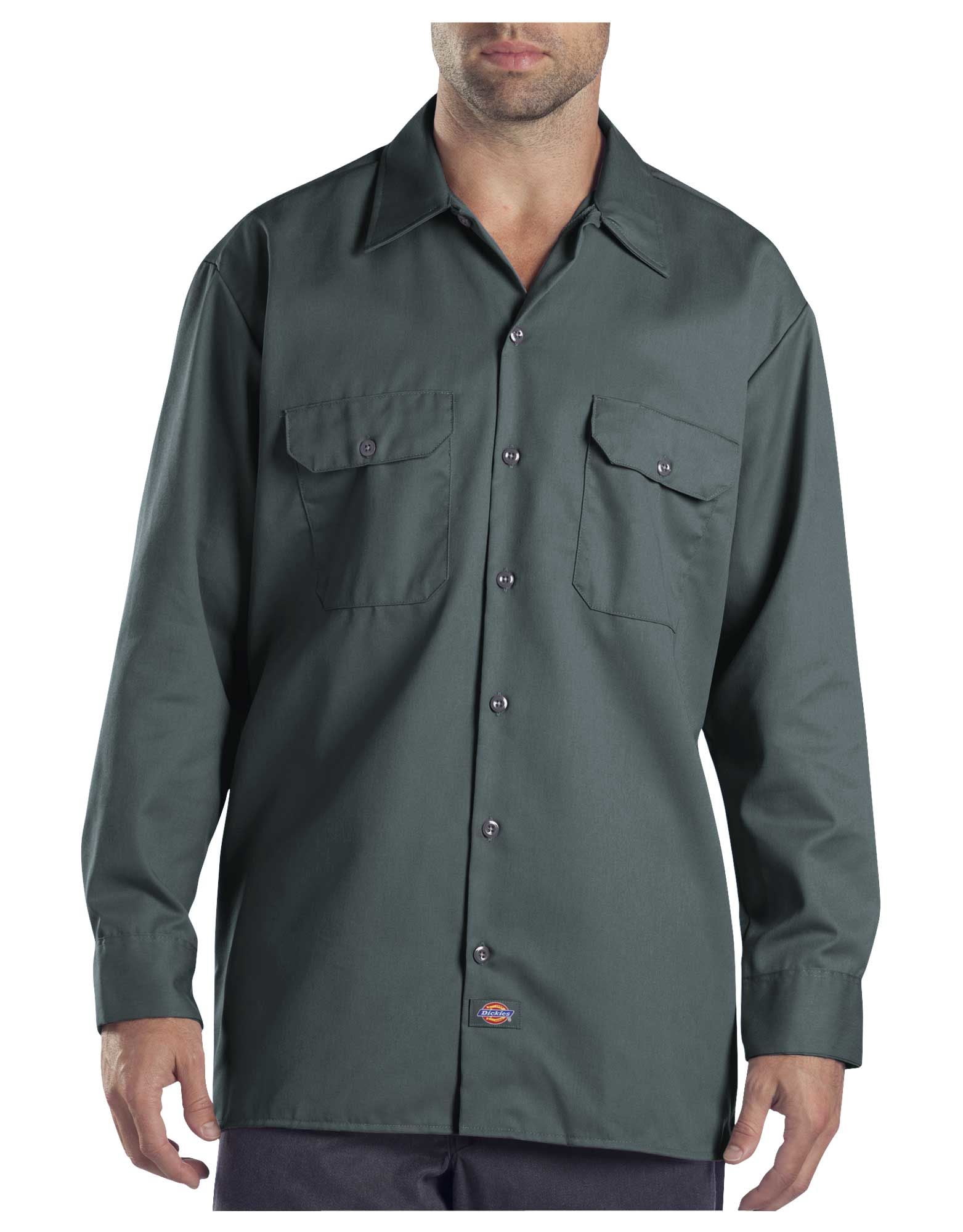 Dickies Mens Long-Sleeve Work Shirt, XXT, Lincoln Green