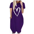 thumbnail image 1 of Pisexur Robe Maxi pour Femme Grande Taille Été Décontractée à Imprimé Cœur à Manches Courtes Col Rond Ample Unie Chemise de Nuit Plissée Robe de Sommeil Confortable avec Poches, 1 of 5