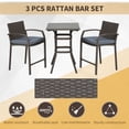 thumbnail image 4 of Outsunny 3 Pieces Patio Bar Set Wicker Garden Bistro Set, Grey, 4 of 10