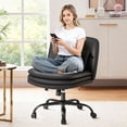 thumbnail image 2 of Homall Chaise de Bureau Jambes Croisées avec Roulettes, Chaise de Bureau Pivotante Sans Accoudoirs à Assise Extra Grand, Hauteur Réglable Chaise de Travail Confortable avec Coussin Épais (Cuir PU, Noir), 2 of 6