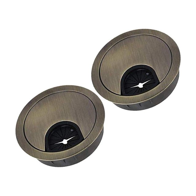 Thinsony 2Pcs 60mm Ordinateur Table de Bureau Cache Passe-Fils Trou de Câble Bronze 1Set