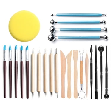 Amdohai Polymer Clay Tools 24PCS Pottery Modeling Sculpting Tool Set for Embossing Pattern Clay Sculpting Carving Nail Art Cake Decoration