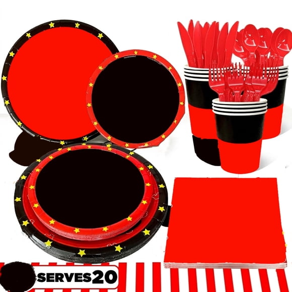 Articles pour Fête d'Anniversaire, Ensemble de Vaisselle de Fête 141 Pcs - Assiettes Gobelets Serviettes Nappe Etc. Articles pour Fête d'Anniversaire (pour 20 Personnes)
