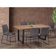 thumbnail image 2 of Distressed Oak 7 Piece Dining Set With Grey Bonded Leather Curved Chairs, 2 of 2