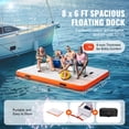 thumbnail image 3 of VEVOR Inflatable Floating Dock, 8 x 6FT Inflatable Dock Platform, Non-Slip Water Floating Dock Mat with Detachable Ladder & Portable Carrying Bag, Floating Platform Island Raft for Ocean Pool Beach, 3 of 9