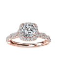 thumbnail image 1 of 1.00 T.C.W Cushion Shape Natural Diamond Latest Design Solitaire with Accents Wedding Ring for Ladies Solid 14K Rose Gold Size 8, 1 of 8