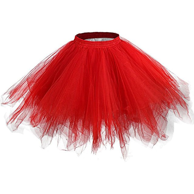 Ersazi Robes d'Été pour Femmes en Liquidation Femmes Rétro Jupe-Culotte Bouffante Jupe en Fil Danse Demi-Jupe Rouge 3TG