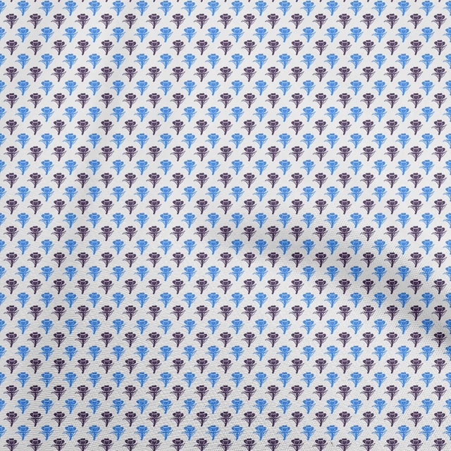 oneOone Cotton Cambric Blue Fabric Asian Floral Block Craft Projects Decor Fabric Printed By The Yard 56 Inch Wide