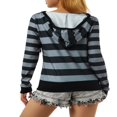thumbnail image 4 of Women Patchwork Hoodie  Stripe Pattern Long Sleeve Hooded Pullover, 4 of 8