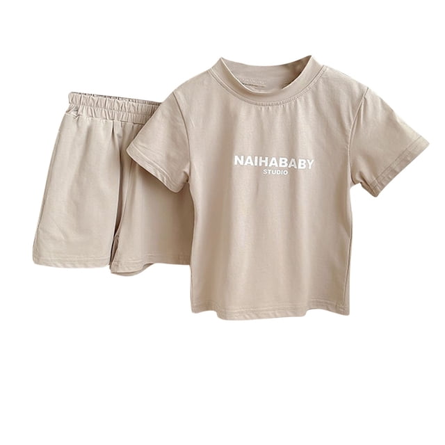 Chemises pour Filles Enfants Imprimé Ample Garçon Fille Poches Shorts Manches Courtes Col Rond Blouses Ensembles T-shirt