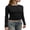 Black, variant on Gupgi Women Long Sleeve Slim Crop Tops Spring Crew Neck Bow Print Short T-Shirt