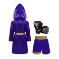 thumbnail image 1 of Moggemol Kids Girls Boys Boxer Clothes Boxing Robe And Print Shorts Gloves Set For Mma Kickboxing Purple 10, 1 of 7
