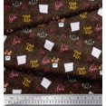 thumbnail image 2 of Soimoi Brown Georgette Viscose Fabric Heart & Love Text Fabric Prints By Yard 42 Inch Wide, 2 of 5