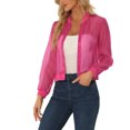 thumbnail image 1 of INSPIRE CHIC Blouson Bomber Léger Transparent à Fermeture Éclair à Manches Longues pour Femme Rose Vif G, 1 of 5