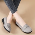 thumbnail image 4 of LOVZFMLL Mocassins Penny pour Femmes Classiques Slip On Chaussures Plates pour Travail de Bureau Décontracté Confortables à Bout Rond Ballerines Habillées Gris 7,5, 4 of 9