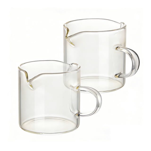2-Pack 4Oz Espresso Cups, Borosilicate Glass With Handle, Microwave & Dishwasher Safe, For Coffee, Milk, Shakes, Coffee Machine Accessory