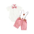 thumbnail image 1 of Costume Bébé Gentleman Enfant, Enfants Manches Courtes Col Revers Bouton Chemise Romper Pantalon, 1 of 6