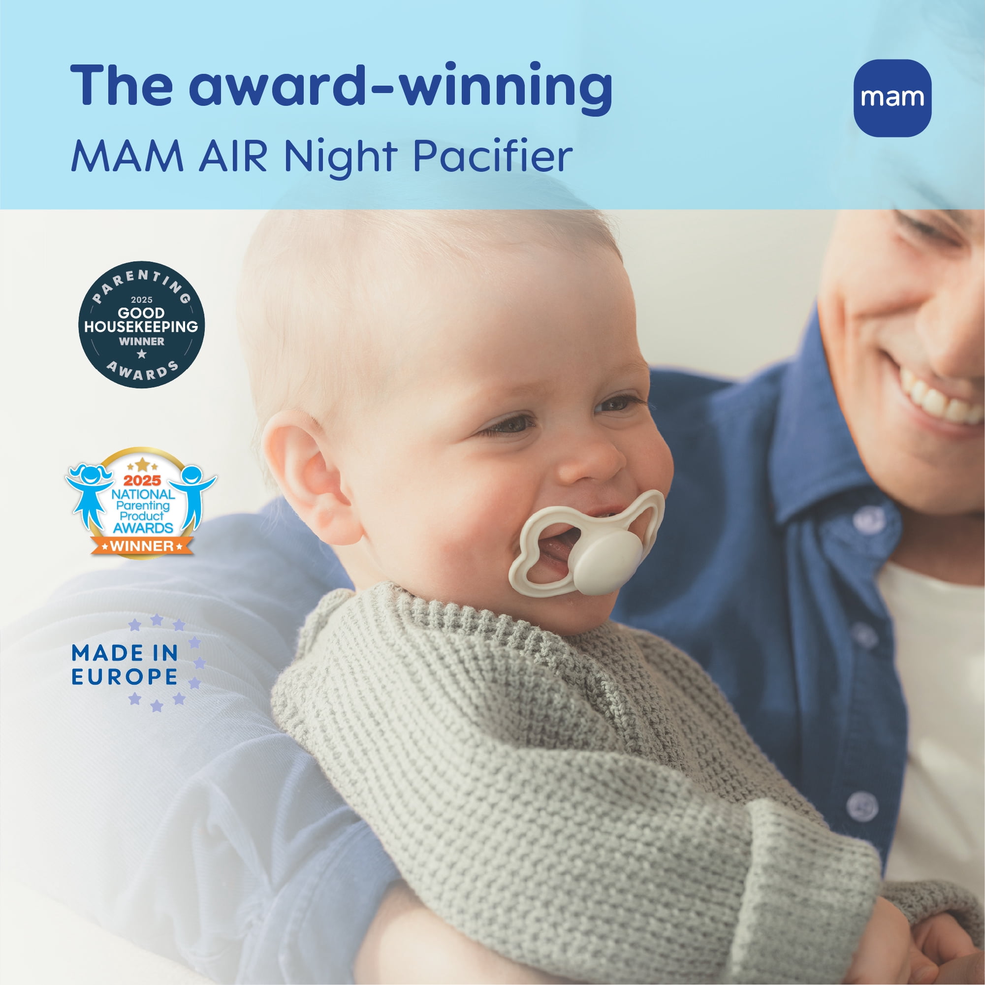 MAM Air Night Pacifiers (2 pack), MAM Sensitive Skin Pacifier 16+ Months, Glow in the Dark Pacifier, Best Pacifier for Breastfed Babies, Assorted, Baby Pacifiers