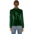 thumbnail image 3 of INSPIRE CHIC Women's Halloween Velvet Blazer Solid Color Shawl Collar One Button Wear-to-Work Suit Jacket Green M, 3 of 7