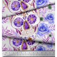 thumbnail image 3 of Soimoi Rayon Fabric Skull,Rose & Anemone Flower Fabric Prints by Yard 56 Inch Wide, 3 of 3