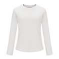 thumbnail image 3 of ShomPort Womens Lightweight Crop Tops Long Sleeve Crewneck Elastic Slim Pullover T-Shirts Solid Color Breathable Comfy Base Layer Blouses, 3 of 7