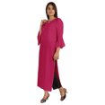 thumbnail image 3 of Moomaya Solid Rayon Kurta For Women bell Sleeve Drawstring Neck Long Ethnic Kurti, 3 of 7