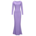 thumbnail image 3 of EQWLJWE Robes Moulantes pour Femmes Élégantes Col Rond Ajusté Manches Longues Aguichant sous-Couche Robe Nuisette, 3 of 6