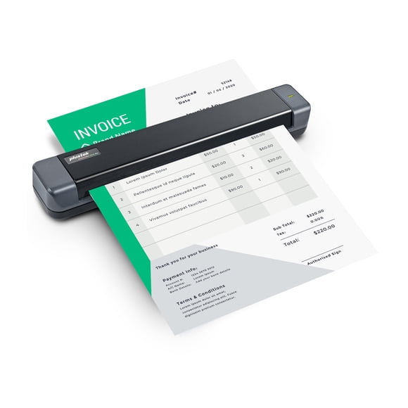 Plustek Mobile Scanner S410 Plus - Portable Sheet-Fed Document Scanner - for Windows 7 / 8 / 10 / 11, Featuring Button-Free Scanning with Included OCR Software