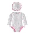 thumbnail image 2 of JTieacloth Baby Girls Sun Swimwear Long Sleeve With Hood UPF 50+ Rash Guard Bathing For Toddler Infant,Sizes 0-3 Months, 2 of 3