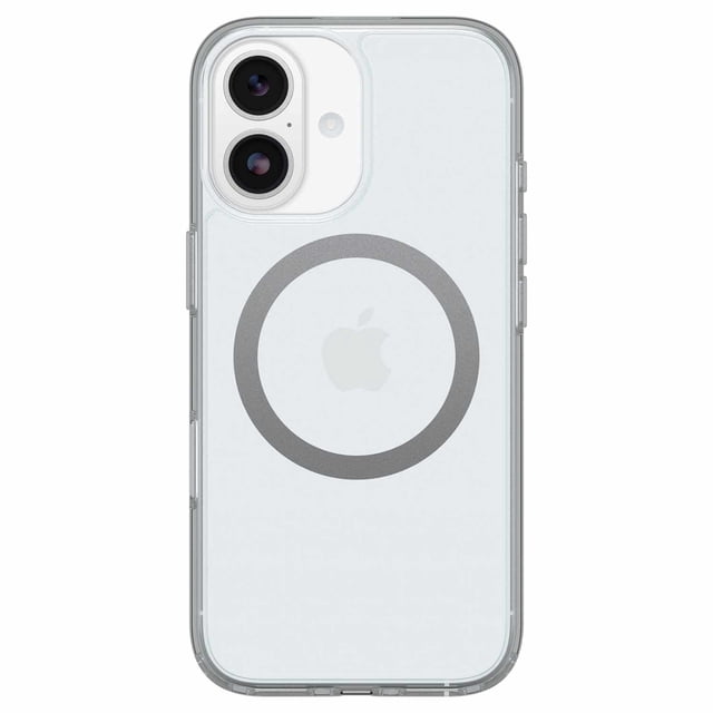 OtterBox Symmetry Clear MagSafe Case with Camera Control clear with blue tint for iPhone 17, slim transparent case with built-in MagSafe ring, reinforced corners, raised camera edges, and anchors for straps and charms, designed for protection and seamless MagSafe charging.