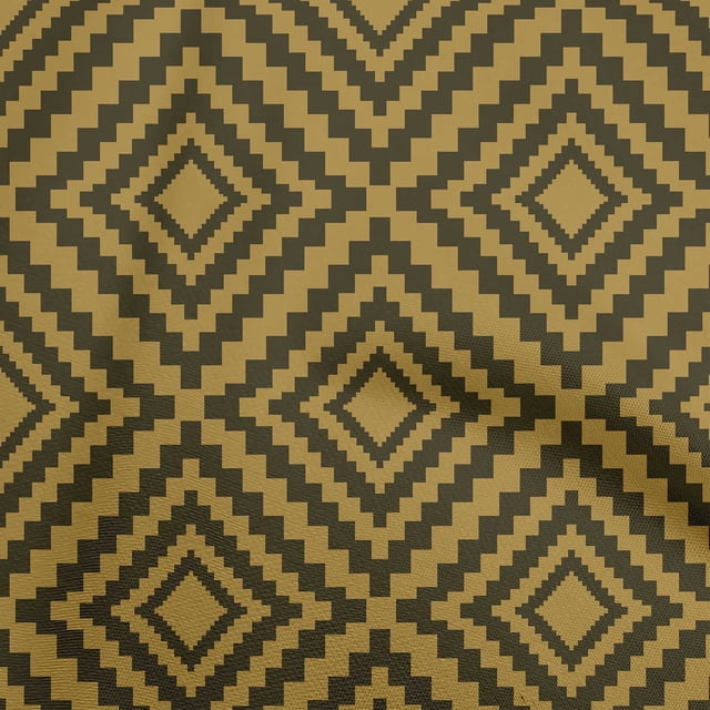 oneOone Cotton Poplin Twill Yellow Fabric Geometric Craft Projects Decor Fabric Printed By The Yard 56 Inch Wide