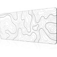 thumbnail image 1 of Topographic Gaming Mouse Pad - Large 31.5x11.8 Inch Keyboard Pad, Non-Slip Base, Stitched Edge, Extended Desk Pad XL Keyboard Desk Mat, White, 1 of 1