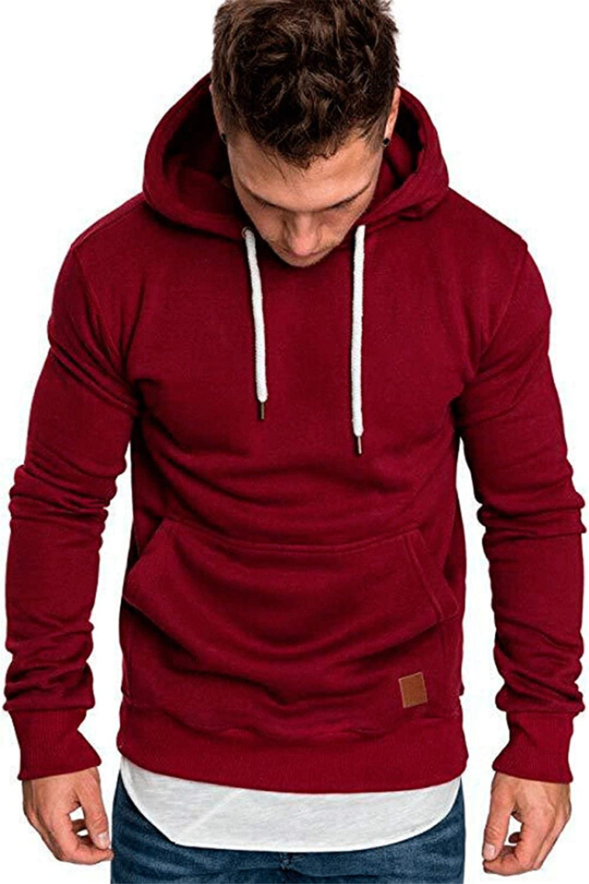 Sweat à Capuche pour Hommes Automne Hiver Slim Pull à Manches Longues Mode Urbaine