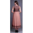 thumbnail image 4 of Bimba Robe Anarkali à Col Mandarin pour Femmes, Rose Saumon, à Blocs Imprimés, Kurta Ethnique Indienne, XX-Grand, 4 of 6