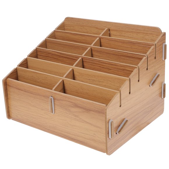 icolorfuled Game Cards Storage Box Portable Multigrid Cards Sorter Wooden Card Case