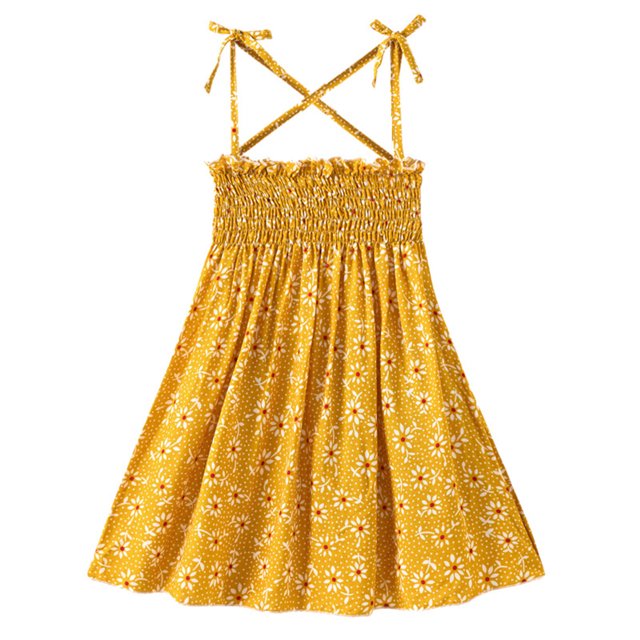 EYIIYE Bambin Fille Floral Casual Robes Bretelles Sans Manches Sundress