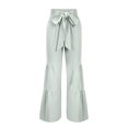 thumbnail image 4 of RKSTN Womens Pants Fashion Casual High Waist Elastic Waist Drawstring Straps Solid Color Ruffle Wide Leg Pants Soft Loose Straight Leg Hiking Pants, 4 of 5