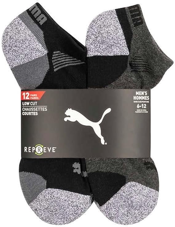 Puma Men’s Repreve Athletic Sock, 12-pair (Black)