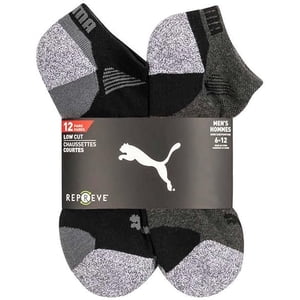 Puma Men’s Repreve Athletic Sock, 12-pair (Black)
