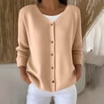 thumbnail image 2 of Feancey Plus Size Cardigans for Women Lightweight Long Sleeve Button Sweaters Thin Casual Open Front Cardigan Sweater Ribbed Knit Jackets Khaki 4XL, 2 of 6