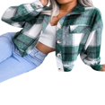 thumbnail image 3 of EIMELI Women Plaid Wool Jacket  Adults Button-down Color Block Lantern Sleeve Lapel Cardigan, 3 of 7