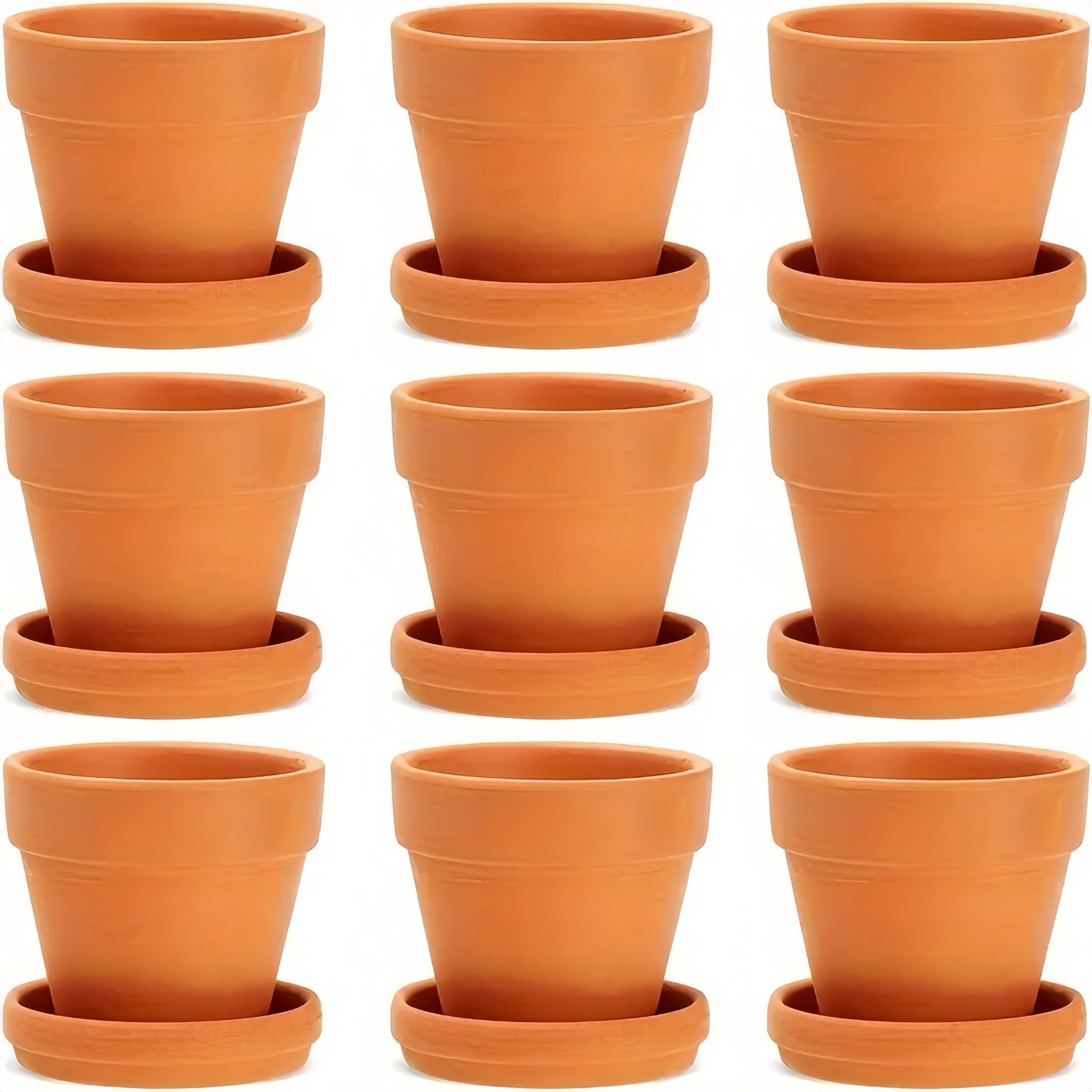 9 Packs, 3inch Small Terracotta Pots With Saucers For Succulents, Clay Flower Planters With Drainage Holes For Indoor, Outdoor Plants, Cactus, Arts And Crafts Projects