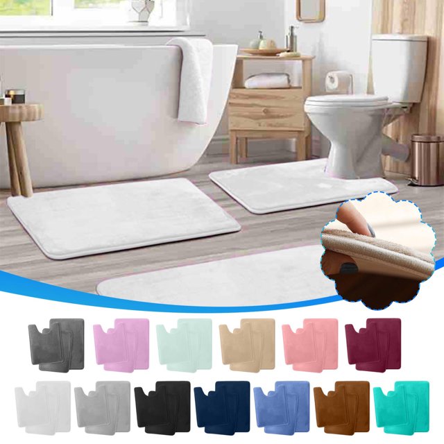 YYSDCY Deals of The Day Clearance! Bathroom Floor Mat Set, Strong Absorbent Coral Velvet Mat, Non-Slip Toilet Mat, Soft and Absorbent Bathroom ThreePCS Rug Set for Household Use
